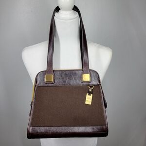 Vintage Marlo Bags Brown Gold Tone Hardware Shoulder Bag Zip Top